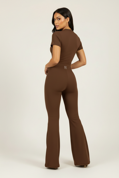 FORME IV - Women’s Tight Flared Leg Quarter-Zip Jumpsuit