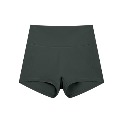FORME IV high-waist yoga shorts in Dark Gray, front flat lay