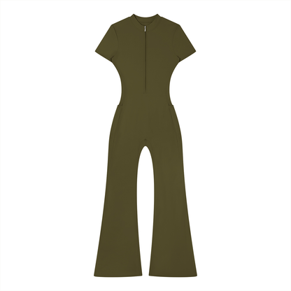 FORME IV - Women’s Tight Flared Leg Quarter-Zip Jumpsuit