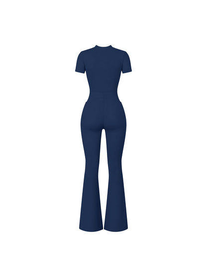 FORME IV - Women’s Tight Flared Leg Quarter-Zip Jumpsuit