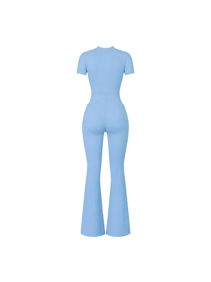 FORME IV - Women’s Tight Flared Leg Quarter-Zip Jumpsuit