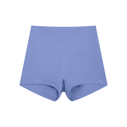 FORME IV high-waist yoga shorts in Purple, front flat lay