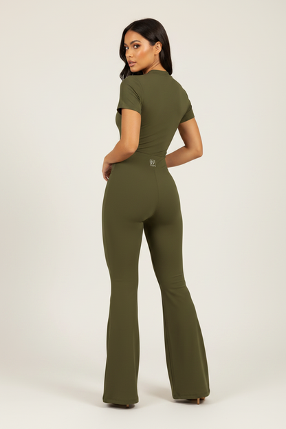 FORME IV - Women’s Tight Flared Leg Quarter-Zip Jumpsuit