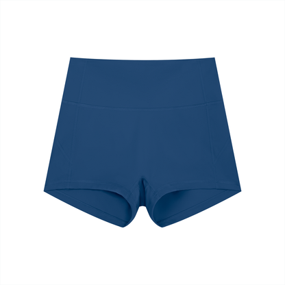 FORME IV high-waist yoga shorts in Blue, front flat lay