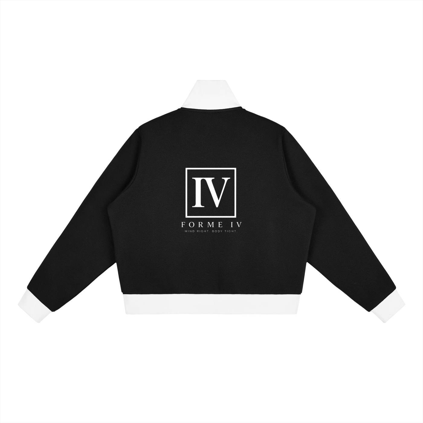 FORME IV - Contrast Side Stripe Fleece Cropped Track Jacket