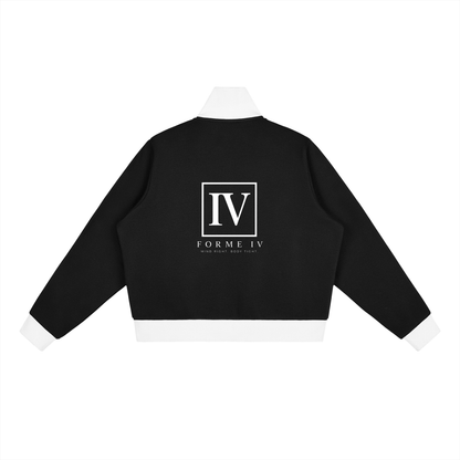 FORME IV - Contrast Side Stripe Fleece Cropped Track Jacket
