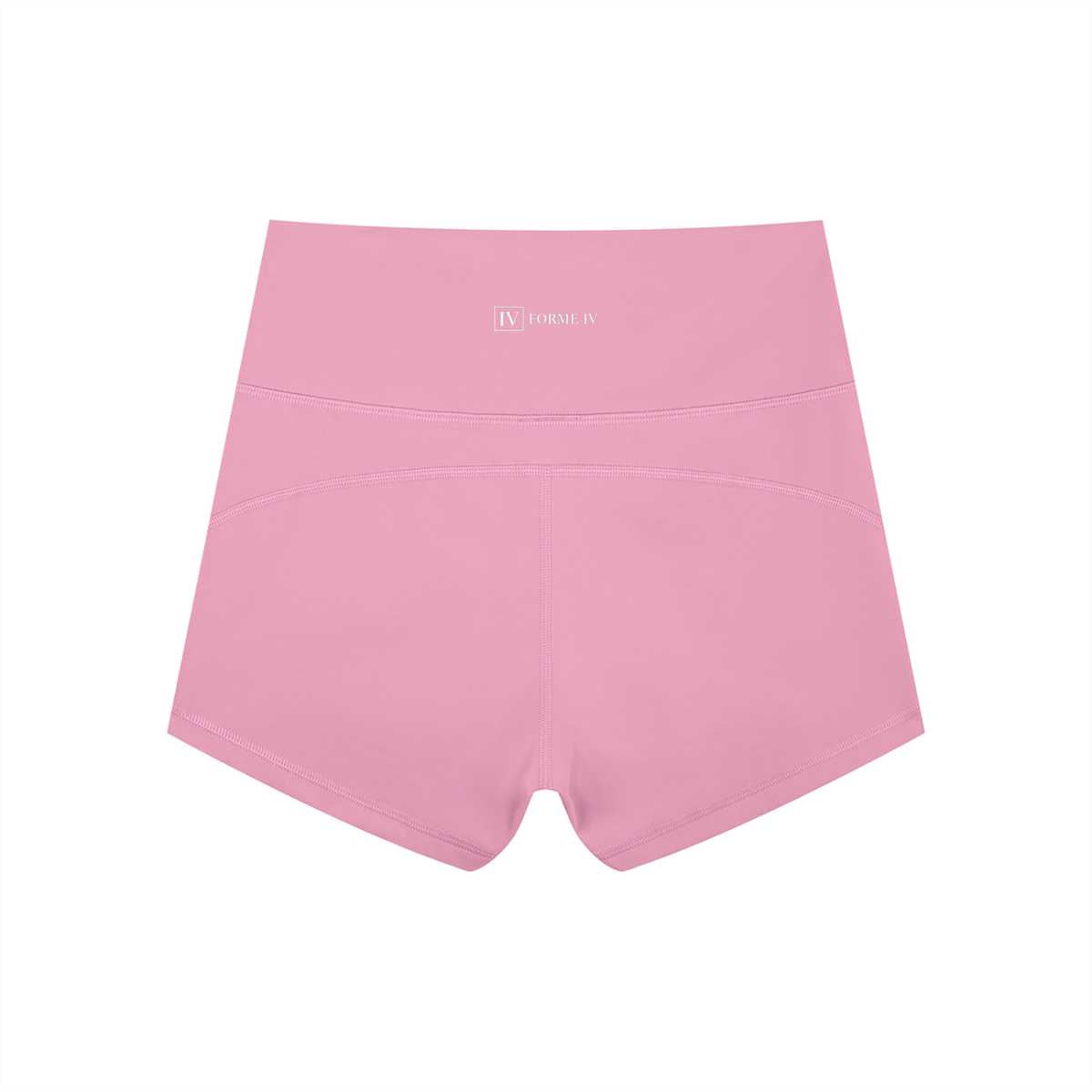 FORME IV high-waist yoga shorts in Pink, back flat lay