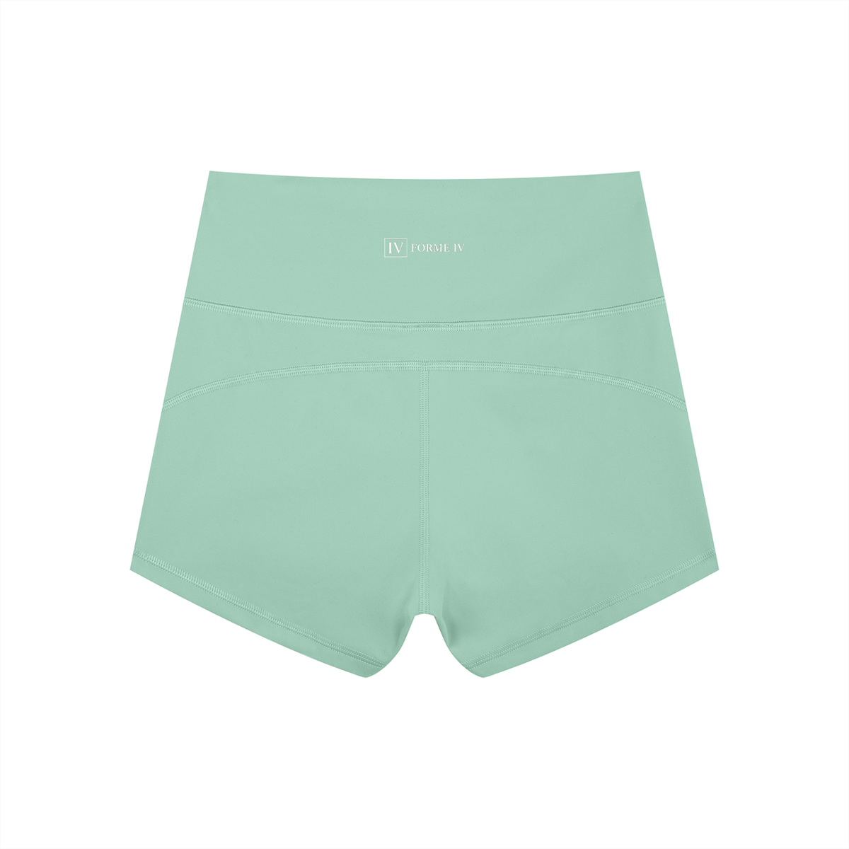 FORME IV high-waist yoga shorts in Green, back flat lay