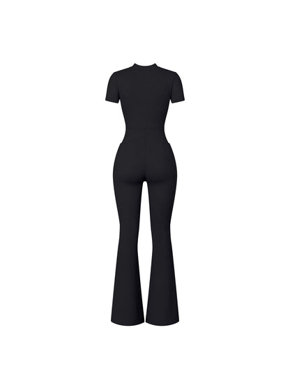 FORME IV - Women’s Tight Flared Leg Quarter-Zip Jumpsuit