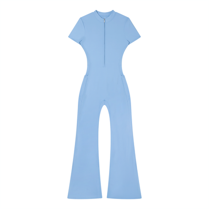 FORME IV - Women’s Tight Flared Leg Quarter-Zip Jumpsuit