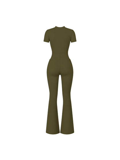 FORME IV - Women’s Tight Flared Leg Quarter-Zip Jumpsuit