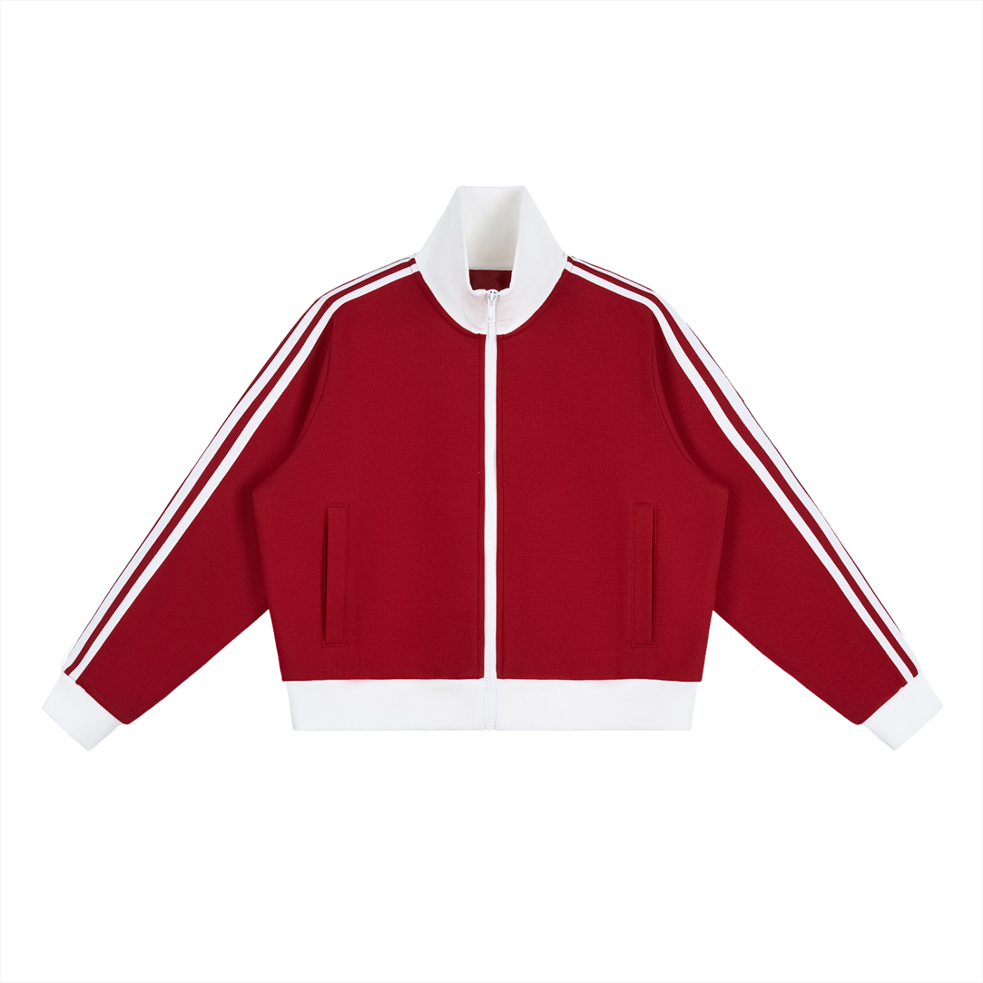 FORME IV - Contrast Side Stripe Fleece Cropped Track Jacket