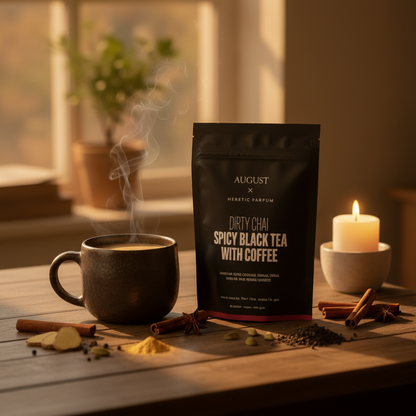 Dirty Chai Spicy Black Tea lifestyle flat lay